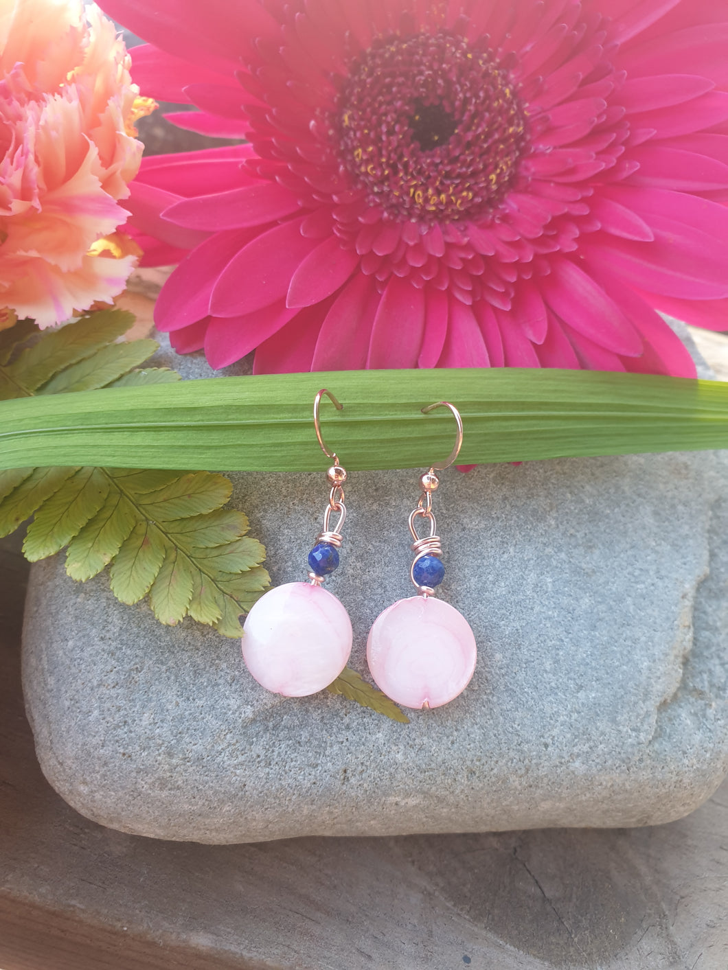 Mother of pearl & lapis lazuli earrings